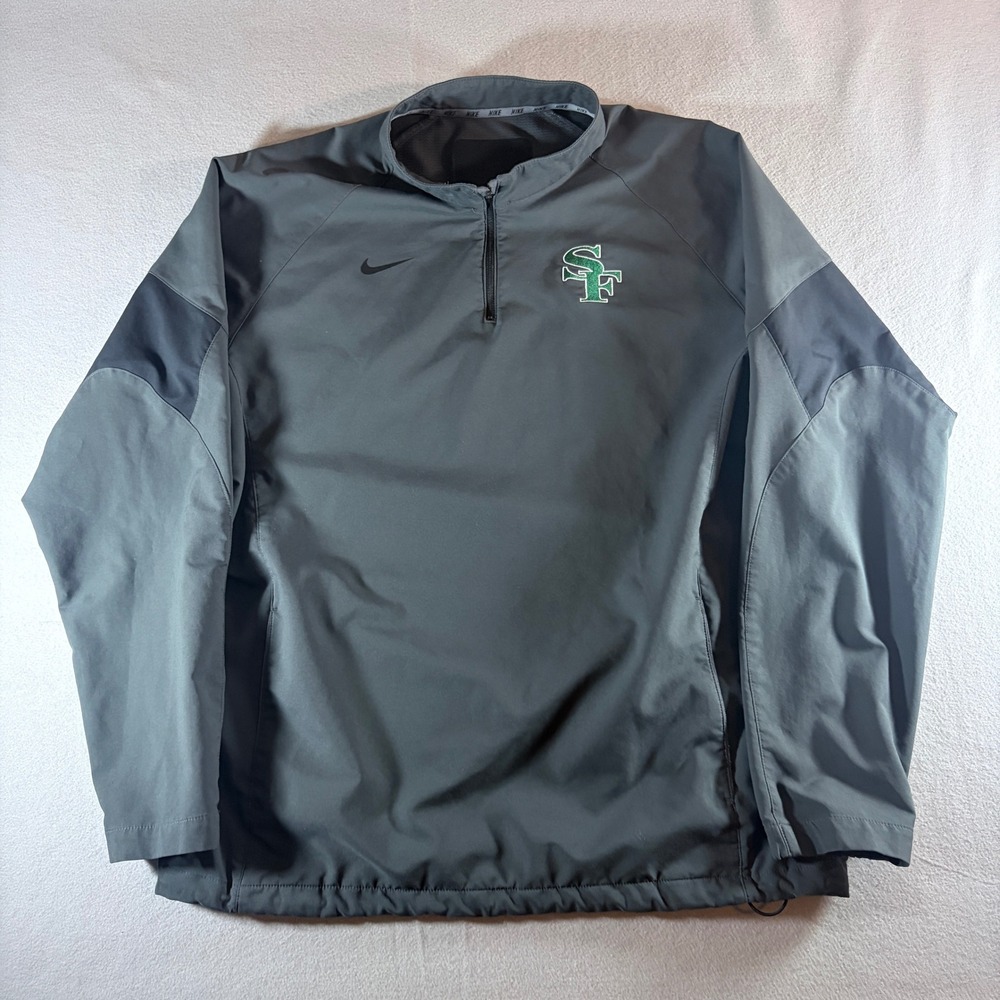 Nike Mens 1/4 Zip Windbreaker Jacket Gray SF Logo Large